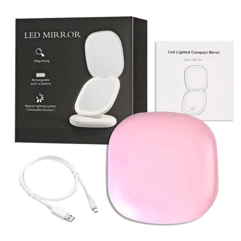 taschen spiegel mit led - Rosa Quadratische Einzel-Lampe (x3) / Rosa Quadratische Einfache Lampe (x5)
