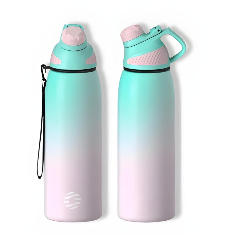 isothermische flasche 1l - Türkis Farbverlauf Lavendel - 1000 ml