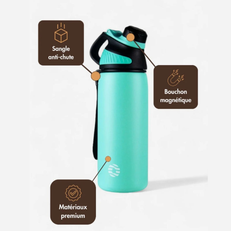 isothermische flasche 1l nahaufnahme deckel - Türkis Farbverlauf Lavendel - Marineblau - Schwarz - Grün - Lavendel