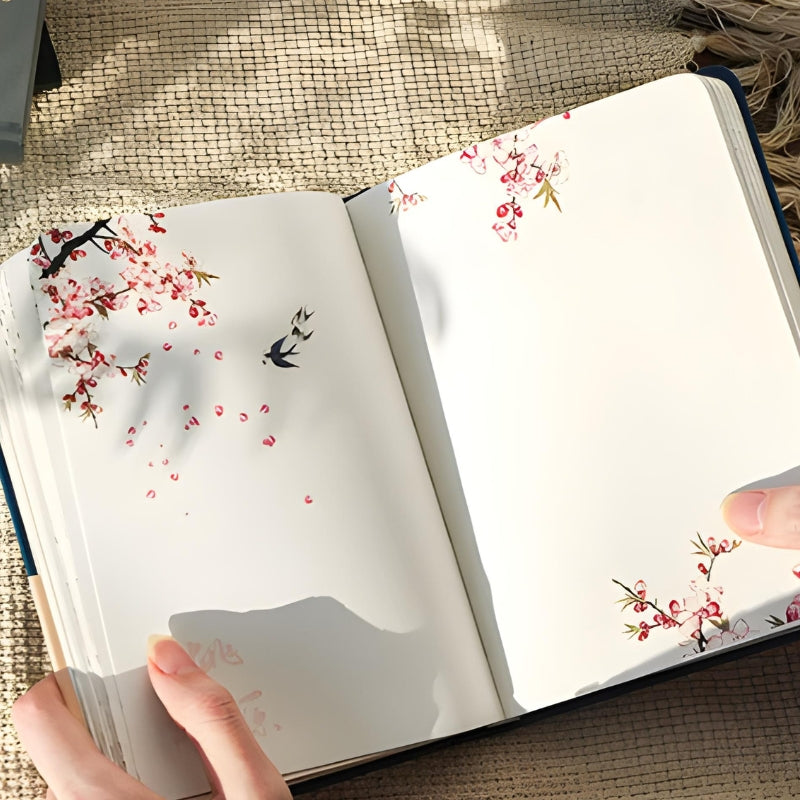 schöner notizbuch mit offenen illustrierten seiten - Grün - Blau - Schwarz - Grau