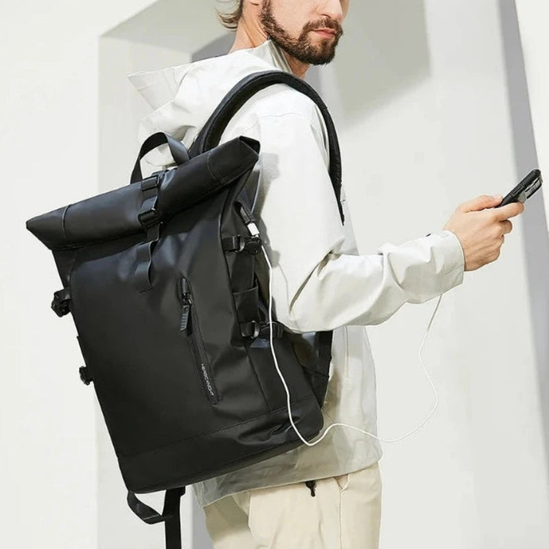 rolltop wasserdichter rucksack über der schulter getragen - Grün - Schwarz - Grau - Rosa - Marineblau