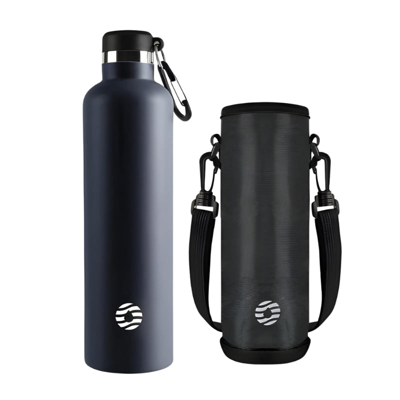 isothermische edelstahlflasche flasche und etui - Silber - Schwarz - Grün - Rosa - Marineblau - Türkis