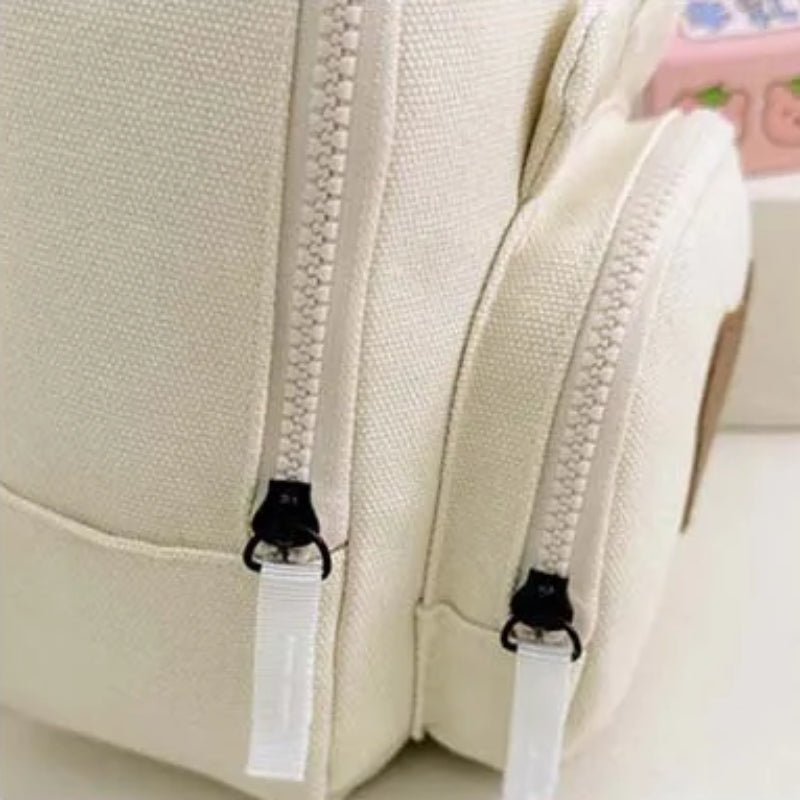 kinderrucksack 3 jahre nahaufnahme reißverschluss - Beige - Rosa - Gelb - Cremeweiß
