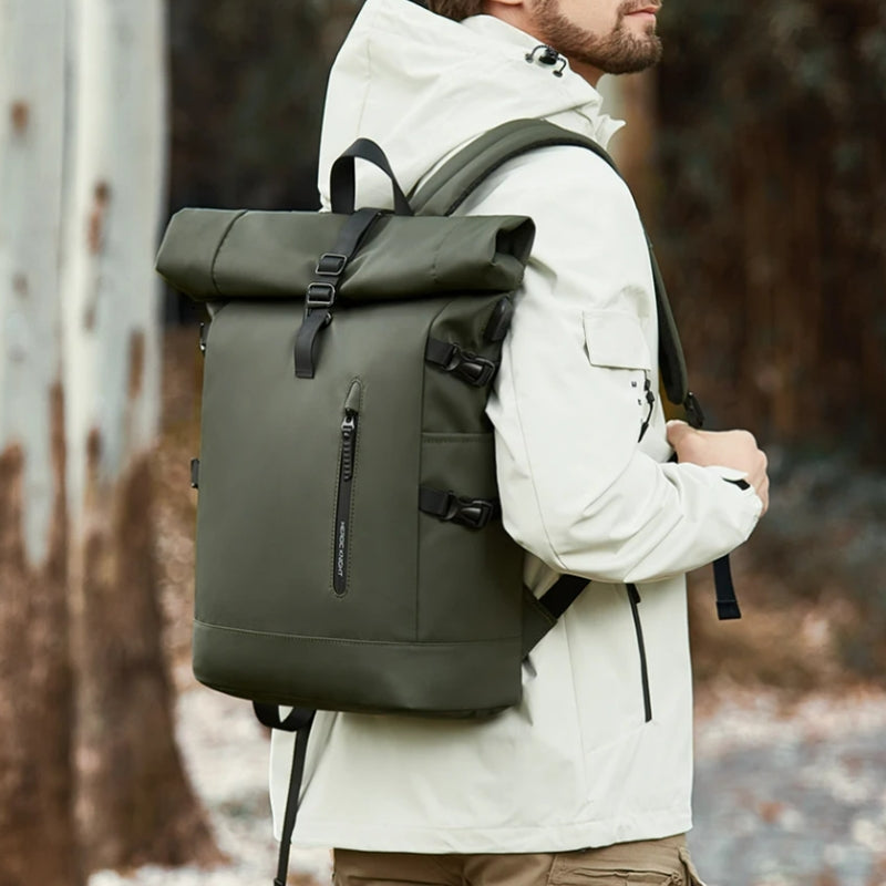 rolltop wasserdichter rucksack auf der schulter getragen - Grün - Schwarz - Grau - Rosa - Marineblau