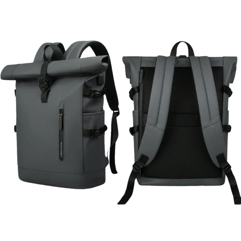 rolltop wasserdichter rucksack front- und rückansicht - Grün - Schwarz - Grau - Rosa - Marineblau