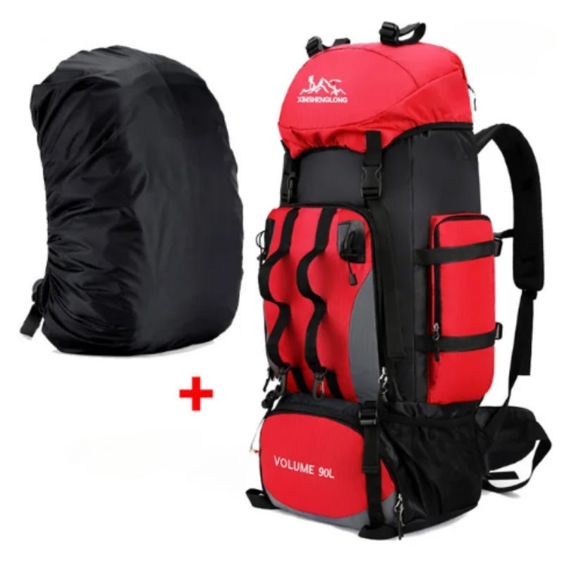 trekking rucksack - Rot - Mit Regenhülle
