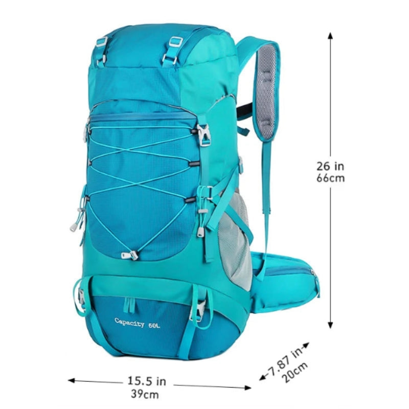 50l wanderrucksack nahaufnahme details - Türkis - Armeegrün - Blau - Schwarz - Rot
