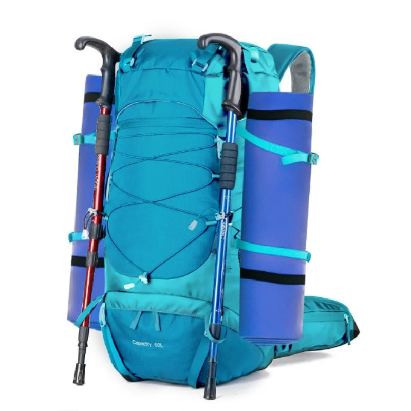 50l wanderrucksack nahaufnahme der tasche - Türkis - Armeegrün - Blau - Schwarz - Rot