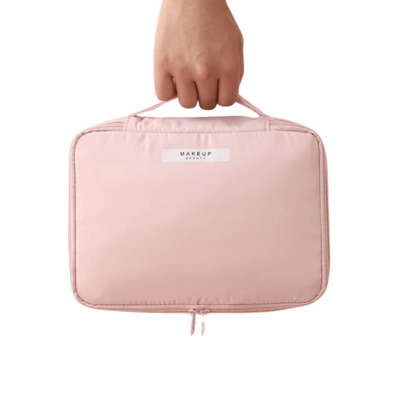 toilettentasche und kosmetik für frauen in der hand gehalten - Rosa - Himmelblau - Grün - Grau