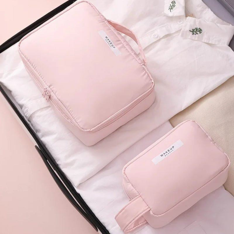 toilettentasche und kosmetik für frauen zwei größen abgelegt - Rosa - Himmelblau - Grün - Grau
