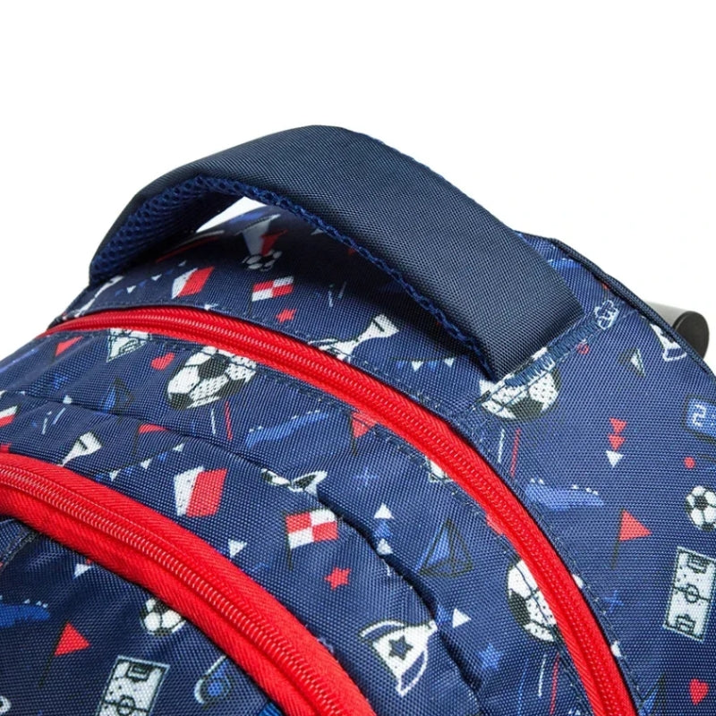 kinder rucksack mit rollen reißverschluss detail - Motiv Meerjungfrau 1 - Motiv Meerjungfrau 2 - Einhornmotiv - Motiv Fußball 1 - Fußball Motiv 2