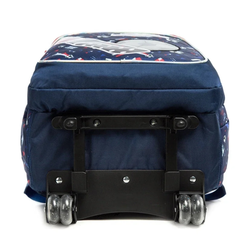 kinder rucksack mit rollen rückansicht rollen - Motiv Meerjungfrau 1 - Motiv Meerjungfrau 2 - Einhornmotiv - Motiv Fußball 1 - Fußball Motiv 2