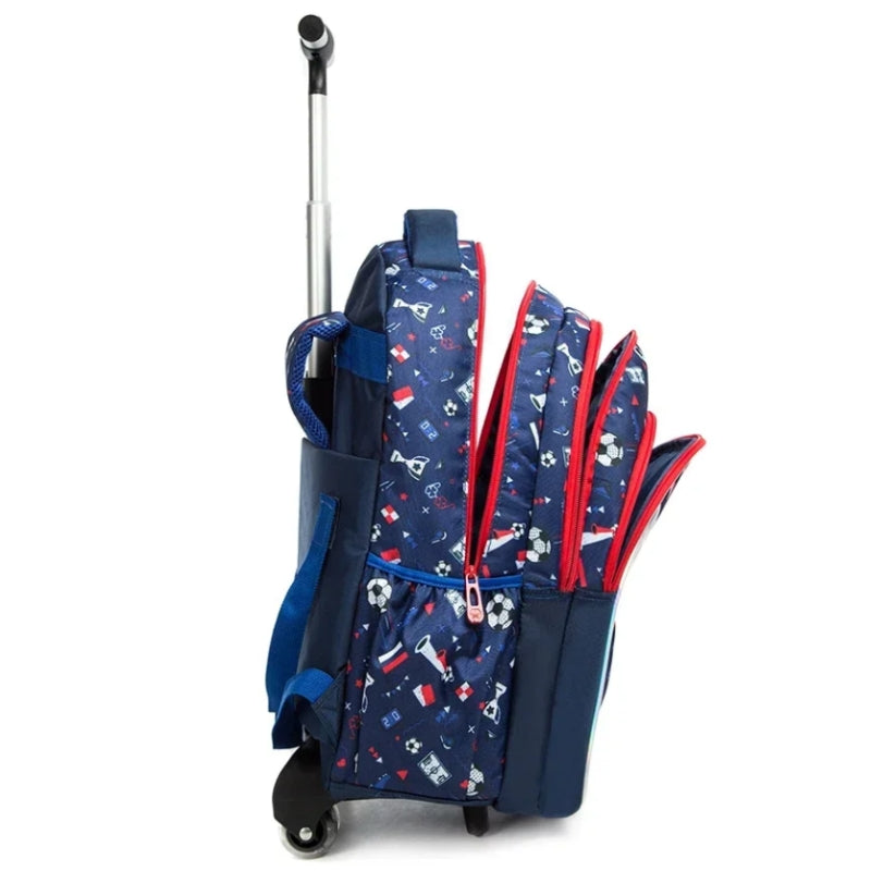 kinder rucksack mit rollen details des verschlusses - Motiv Meerjungfrau 1 - Motiv Meerjungfrau 2 - Einhornmotiv - Motiv Fußball 1 - Fußball Motiv 2