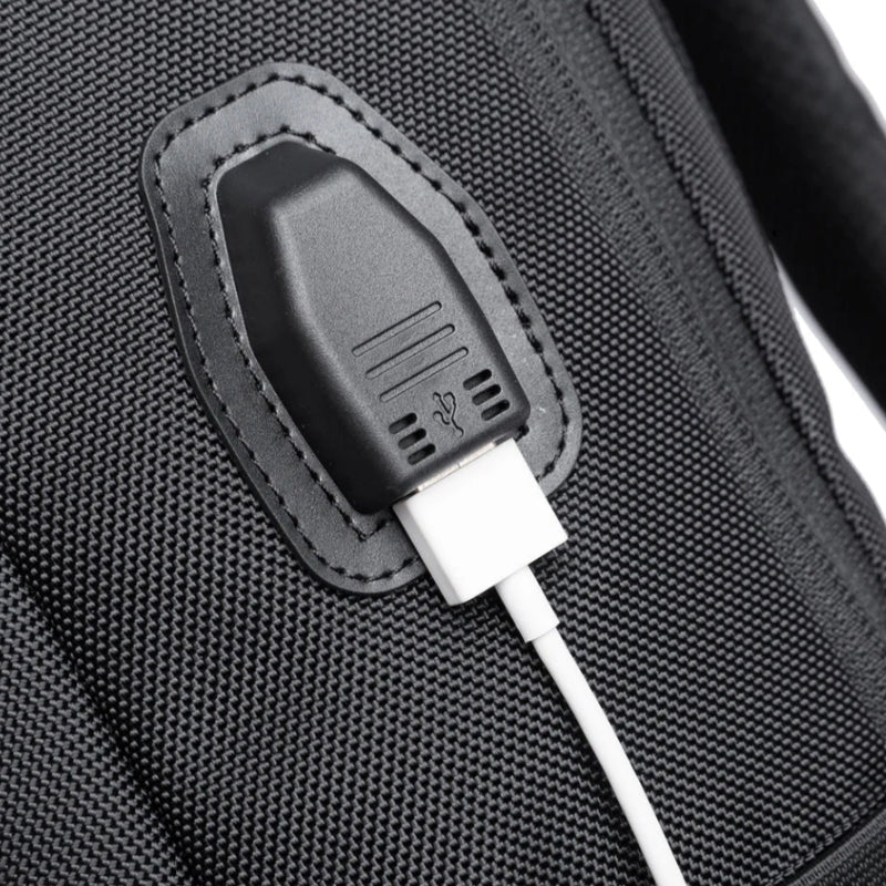 arbeitsrucksack herren usb anschluss detail - Grau - Schwarz - Marineblau