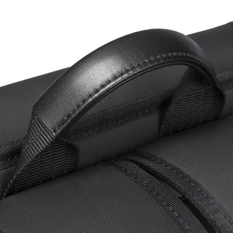 luxuriöser laptop-rucksack für männer nahaufnahme griff - Schwarz - Grau