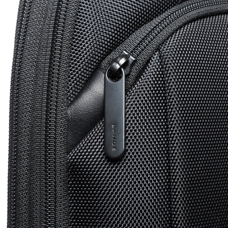 wasserdichter laptop rucksack für männer nahaufnahme reißverschluss - Grau - Marineblau - Schwarz