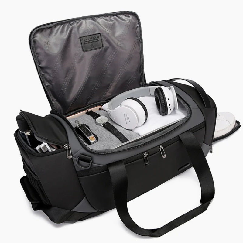herren sport reisetasche offenes fach - Grau - Schwarz
