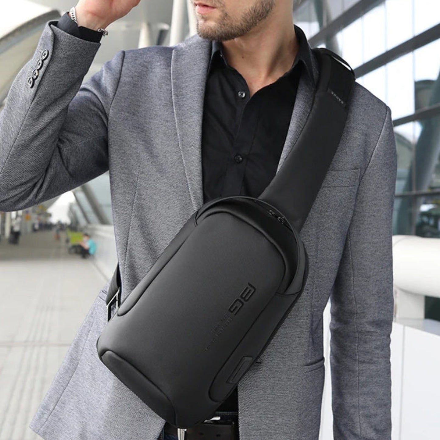 brusttasche herren auf der schulter getragen - Marineblau - Grau - Schwarz