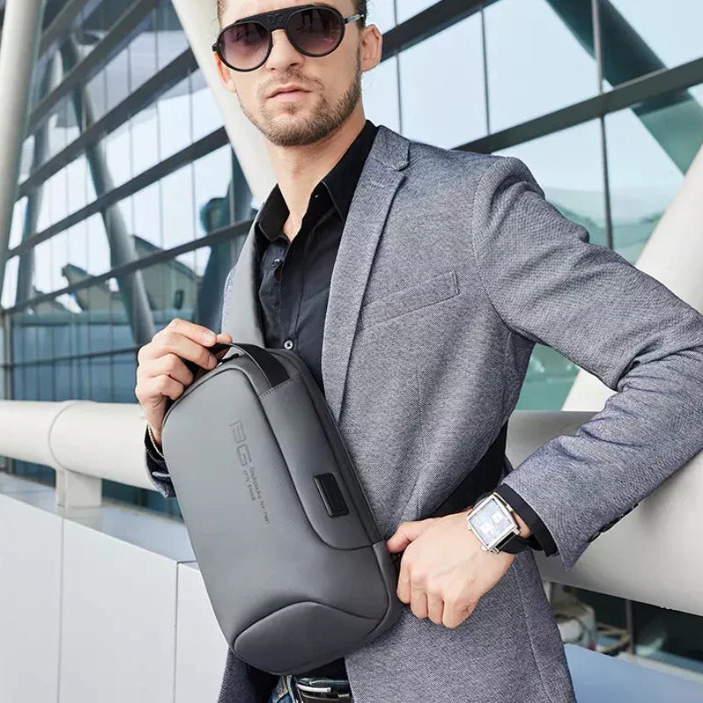 brusttasche herren an der schulter getragen - Marineblau - Grau - Schwarz