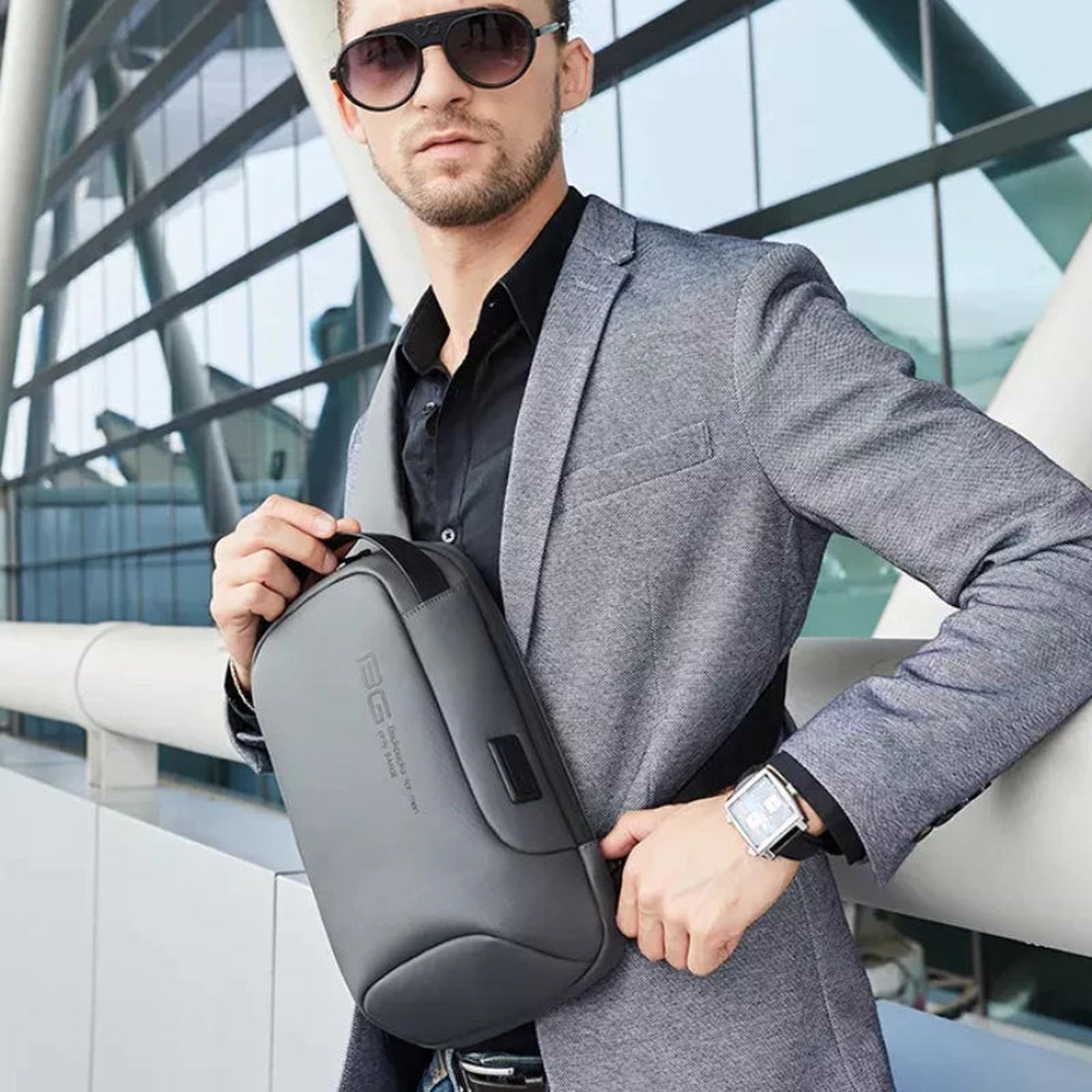 brusttasche herren an der schulter getragen - Marineblau - Grau - Schwarz