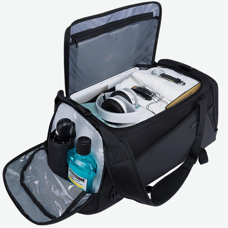 luxus reise tasche herren offenes fach - Grau - Schwarz