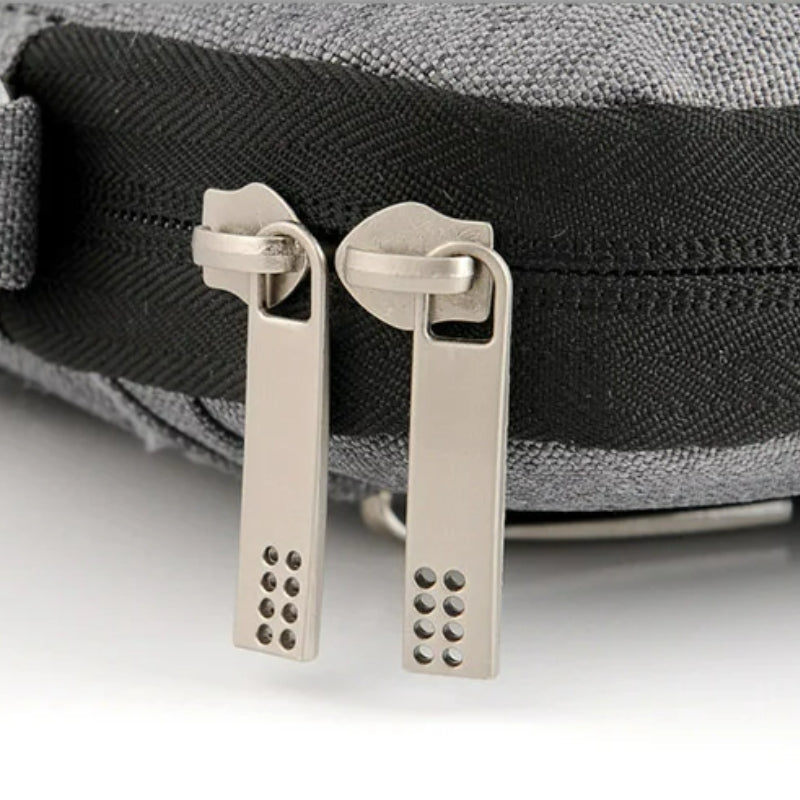 laptop tasche 15 zoll nahaufnahme reißverschluss - Grau - Schwarz
