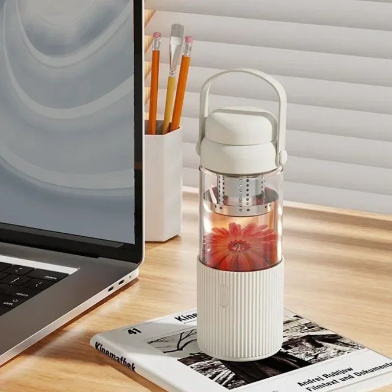 trinkflasche glas mit infuser nahaufnahme produkt - Grün - Weiß - Violett
