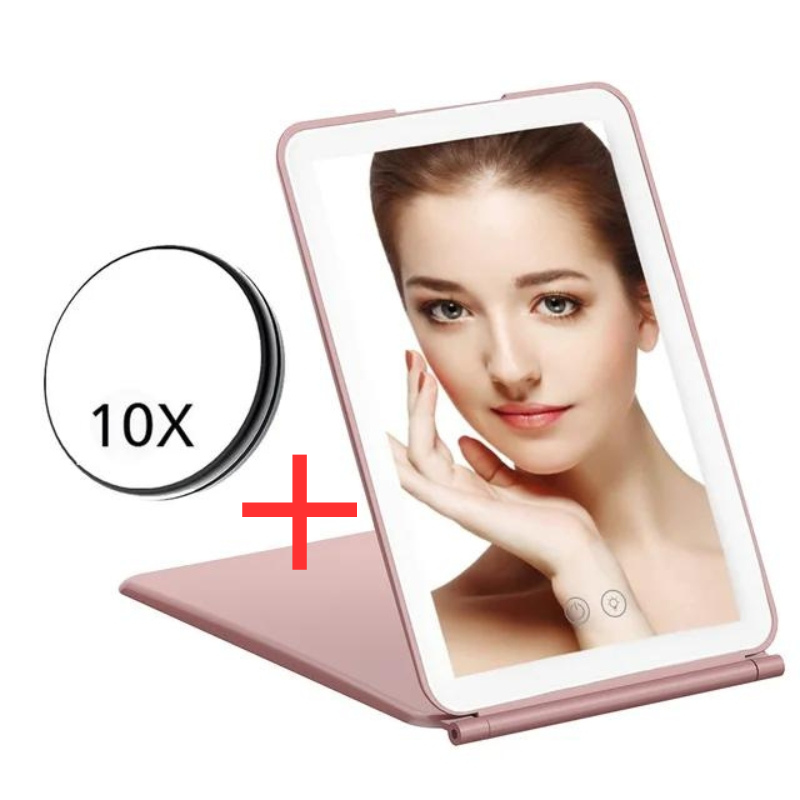 tragbarer led zoom spiegel - Rosa - Mit Zoom