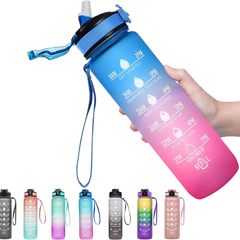 trinkflasche mit strohhalm nahaufnahme handhaltung - Violett und Gelb - Himmelblau - Türkis - Rosa - Schwarz - Rot und Schwarz - Rosa und Blau - Rosa und Türkis - Türkis und Fuchsia - Schwarz und Weiß