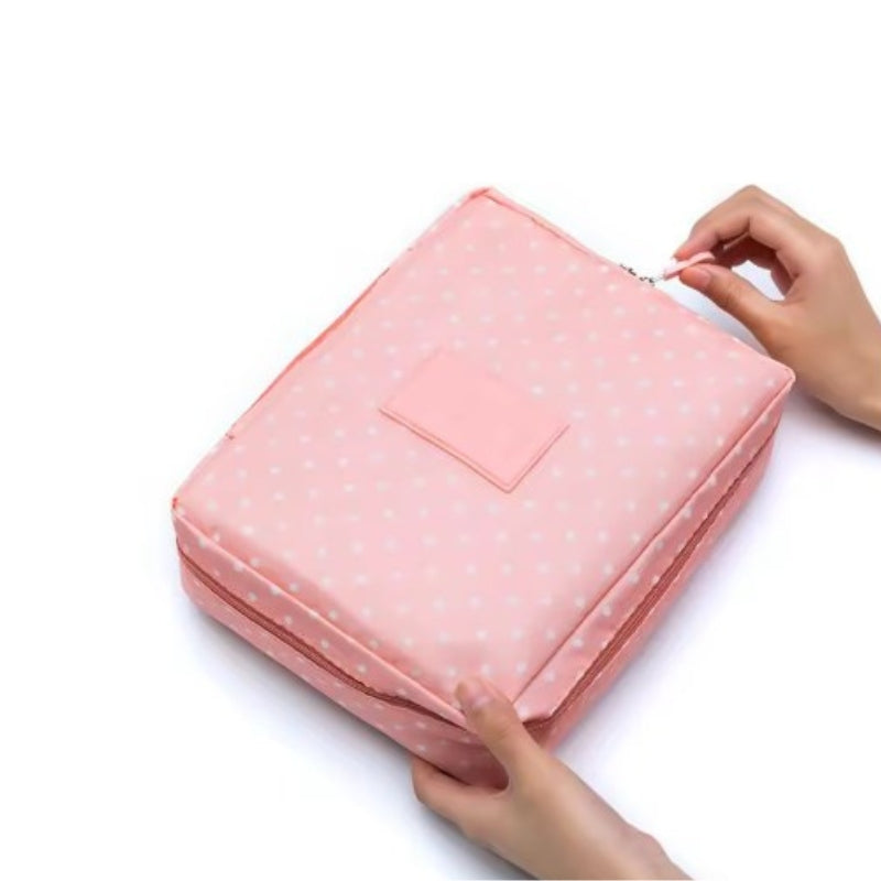 originale reise toilettentasche - Rosa mit Punkten
