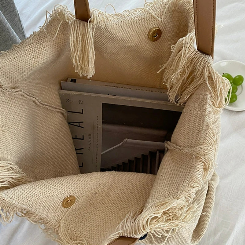 strandtasche für frauen nahaufnahme innenansicht - Cremeweiß - Schwarz - Grün - Beige - Rosa