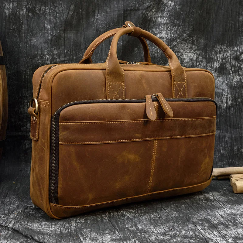 laptop tas leder herren - Kamel Matt
