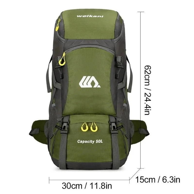 wanderrucksack 50 liter nahaufnahme reißverschluss - Grün
