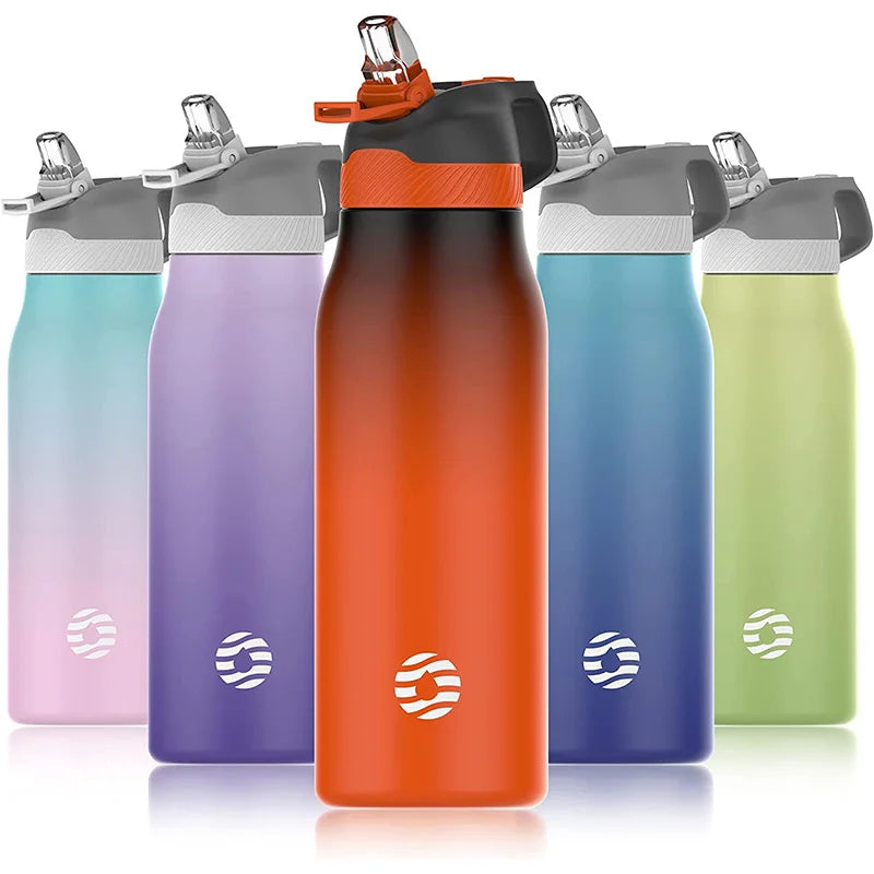trinkflasche mit strohhalm für erwachsene fünf flaschen ausgerichtet - Blau - Violett - Orange - Grün