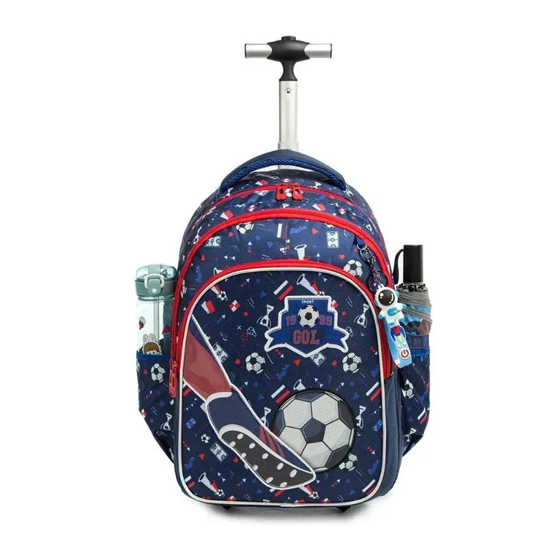 kinder rucksack mit rollen sportliches grafikdetail - Motiv Meerjungfrau 1 - Motiv Meerjungfrau 2 - Einhornmotiv - Motiv Fußball 1 - Fußball Motiv 2