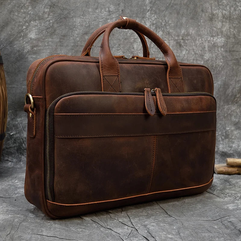 leder laptop-tasche herren - Mattes Braun