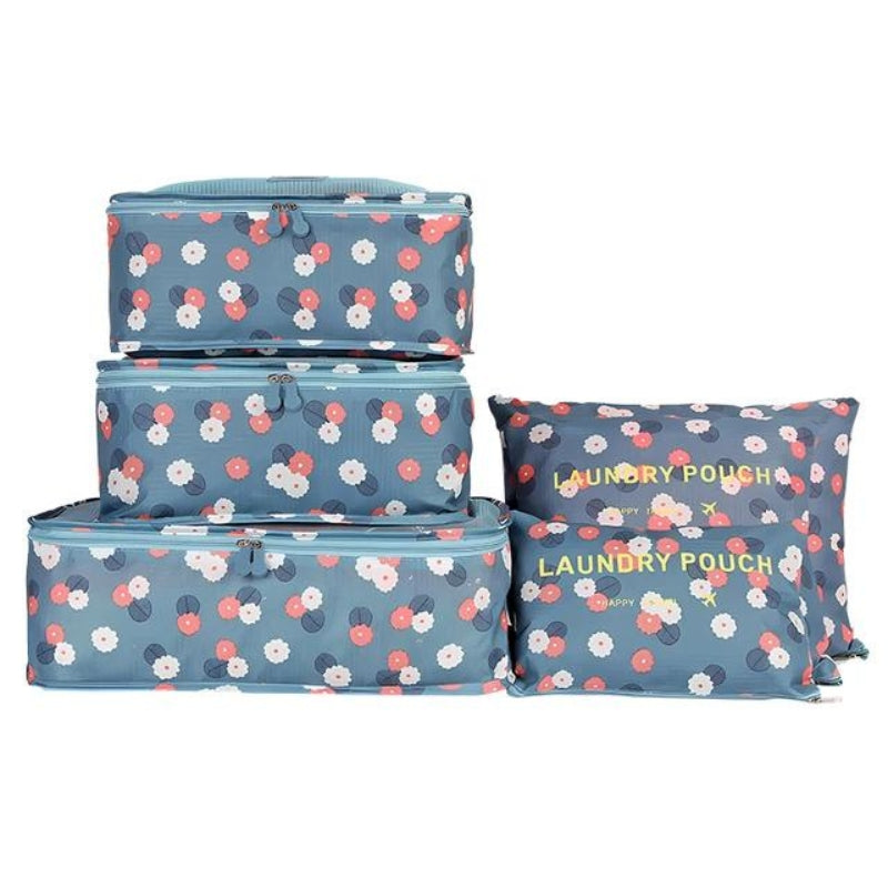koffer organizer voor tas - Blaues Blumenmuster
