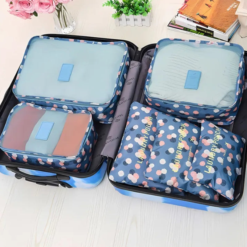 reis organizer tas - Rotes Blumenmuster - Leo-Print Rosa - Marineblau mit Punkten - Blaues Blumenmuster - Marineblau Blumenmuster - Blau Sternenmuster - Rosa Blumenmuster