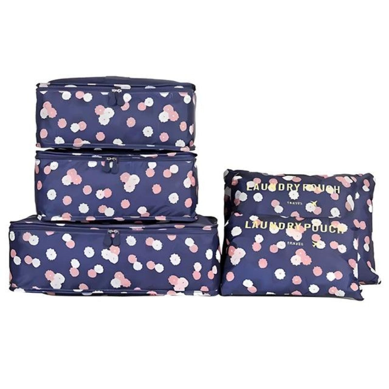 reis organizer tas - Marineblau Blumenmuster