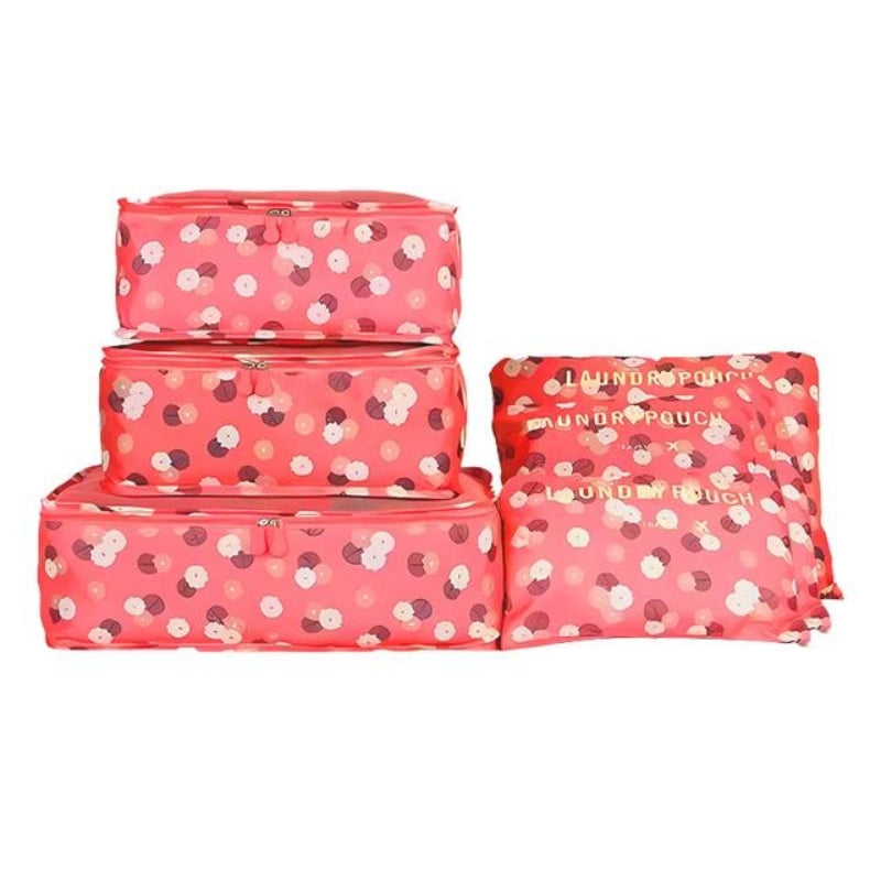 compressible reis organizer tas - Rosa Blumenmuster