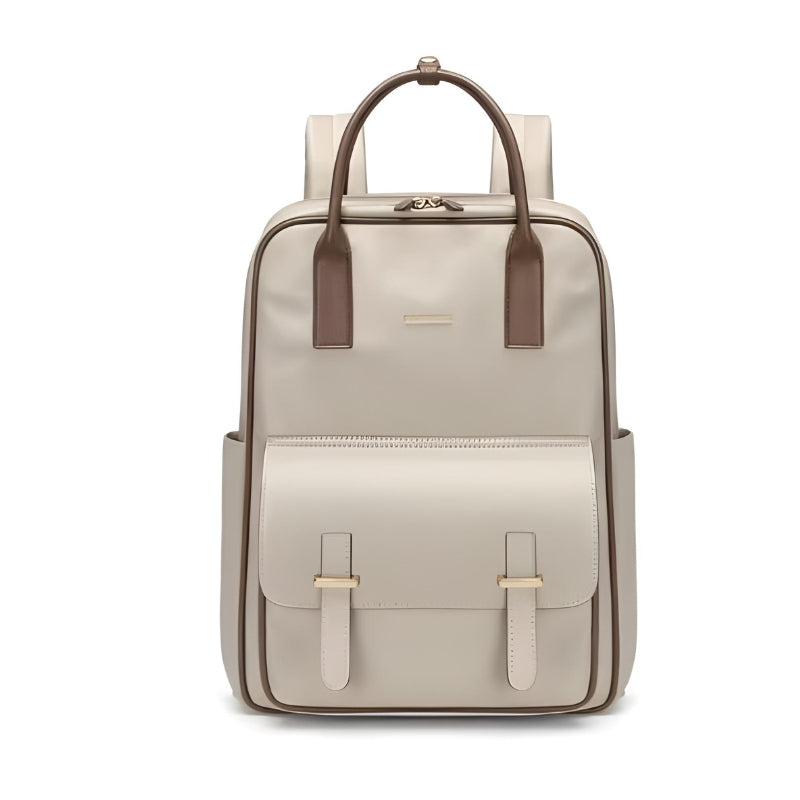 schicker laptop-rucksack für frauen nahaufnahme reißverschluss - Beige