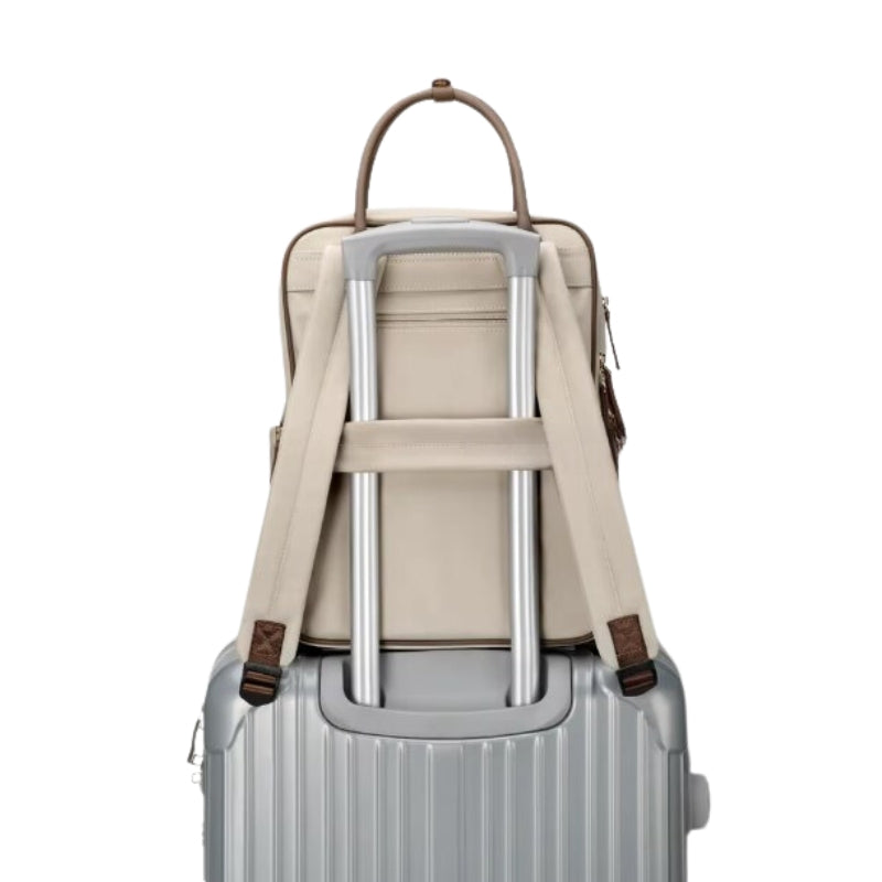 schicker laptop-rucksack für frauen tasche auf koffer - Beige - Schwarz