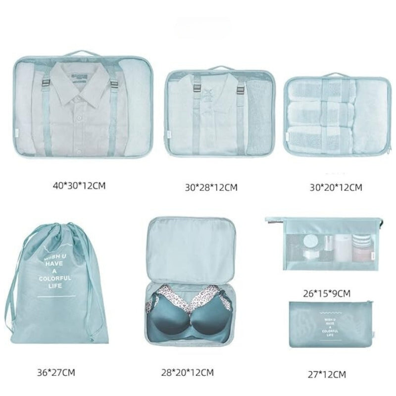 gepäckorganisator set fünf verschiedene größen - Schwarz - Grau - Himmelblau - Marineblau - Beige - Rosa