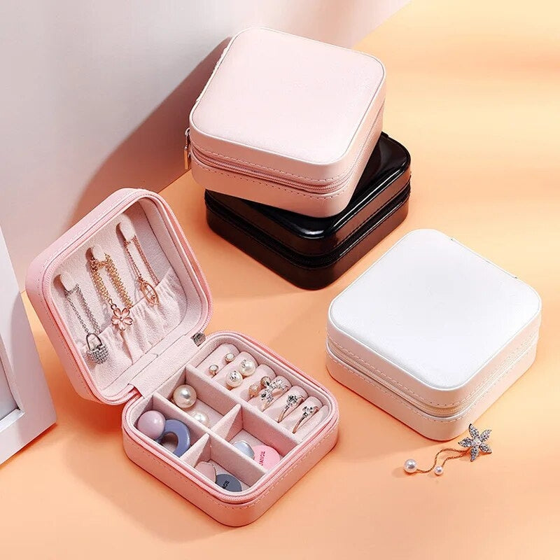 mini reise-schmuckbox - Fuchsia - Schwarz - Grün - Dunkelgrün - Grau - Rosa - Beige - Braun - Weiß - Blau