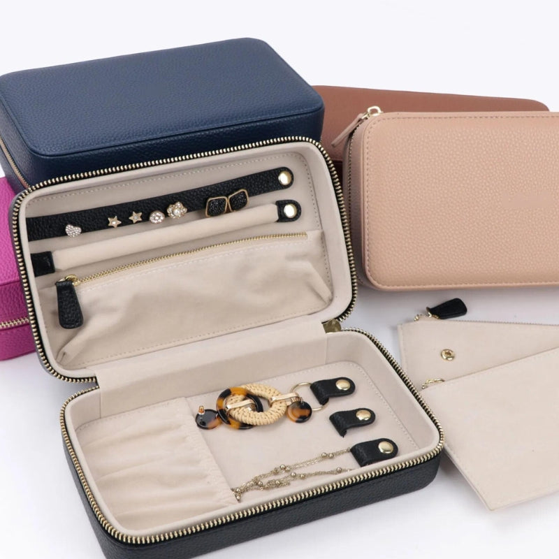 reisekosmetikkoffer aus leder - Beige - Braun - Rosa - Fuchsia - Marineblau - Schwarz