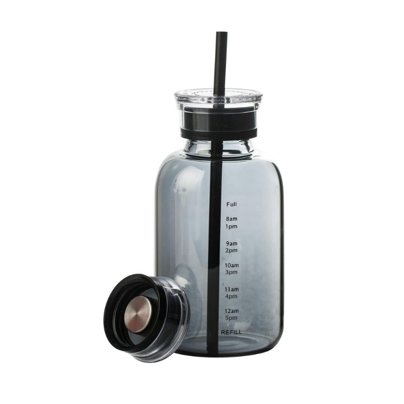 glasflasche mit strohhalm - Schwarz - 450ml