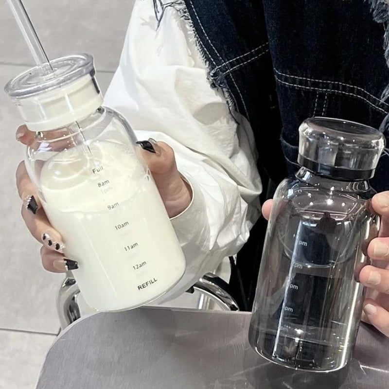 glas wasserflasche - Transparent - Schwarz