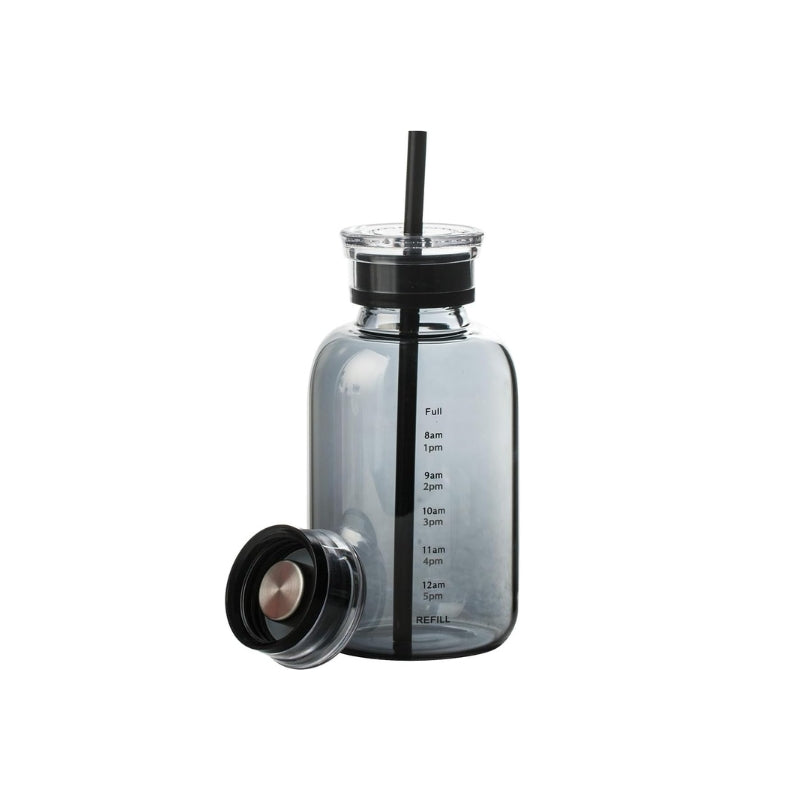 wasserflasche mit strohhalm - Schwarz - 350ml