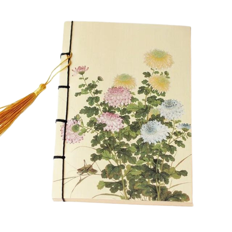 notizbuch japanische bindung - Blumenmuster - Modell 3