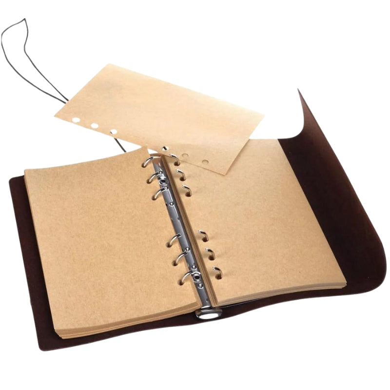 notizbuch leder nachfüllbar - Braun - Grün - Blau - Grau - Perforierte Blätter